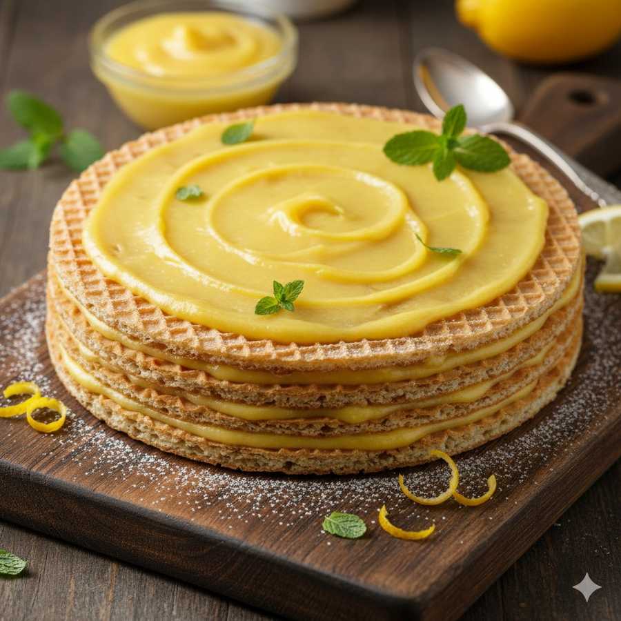 Torcik waflowy z lemon curd