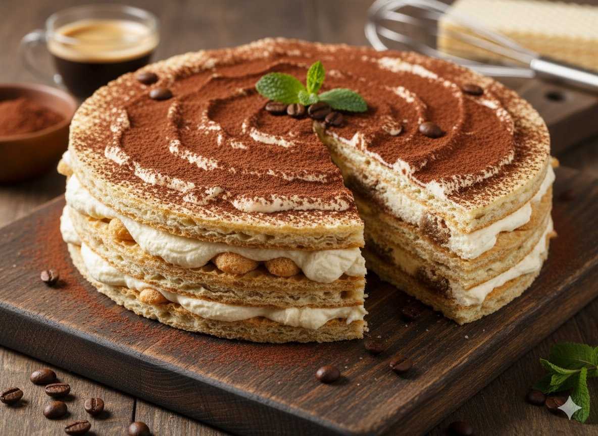 Przekładaniec waflowy o smaku tiramisu